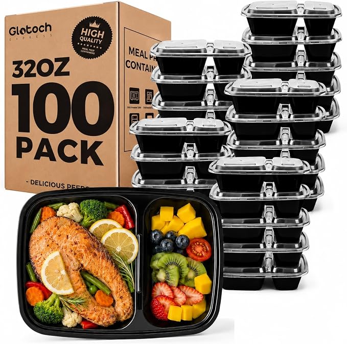 100 Pack32 oz Meal Prep Containers, 2-Compartment Reusable Food Storage - Image 9