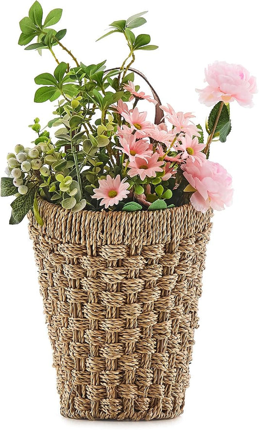 Woven Front Door Basket Seagrass Wall Hanging Basket Decorative Boho Mounted by LGENHOOMHandwovenNaturalWaterHyacinthBasket