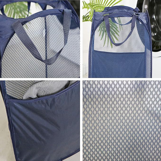 2 pop-up Laundry Hamper, Foldable mesh Laundry Baskets - Image 6