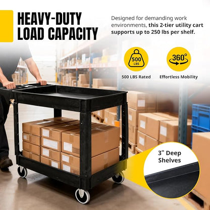 MaxWorks 2‑Tier Heavy‑Duty Utility Service Cart 500 lb Capacity 46" x 25.5" x - Image 6