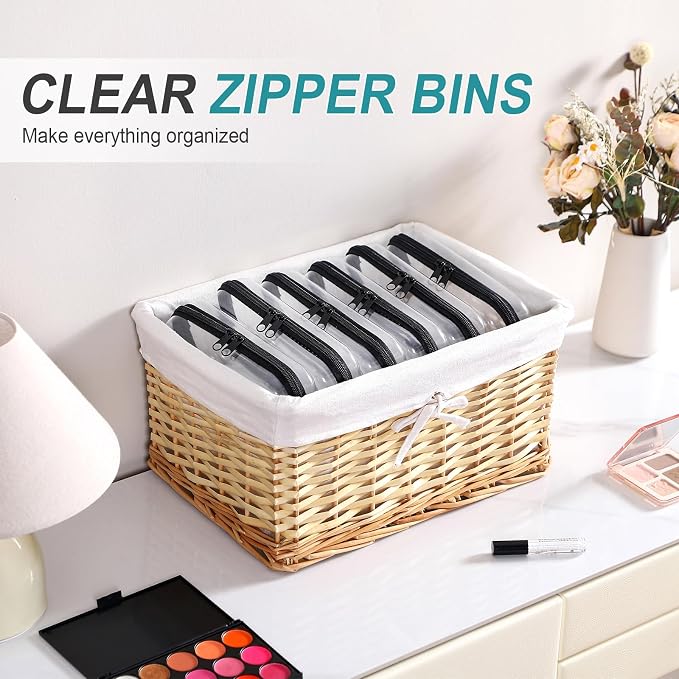 Sanwuta 6 Pcs Clear Hard Zipper Case Hard Plastic Zipper Pouches Transparent - Image 5