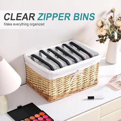 Sanwuta 6 Pcs Clear Hard Zipper Case Hard Plastic Zipper Pouches Transparent - Image 5