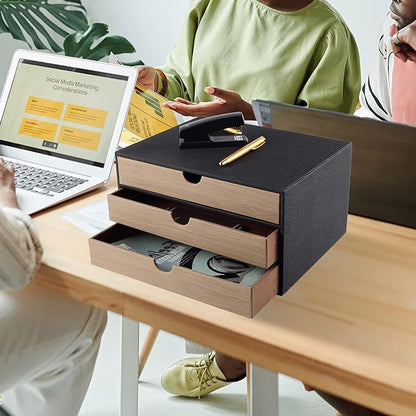 Fashion Multicolor Collocation Leather Desk Organizer File Cabinet Executive - Image 2