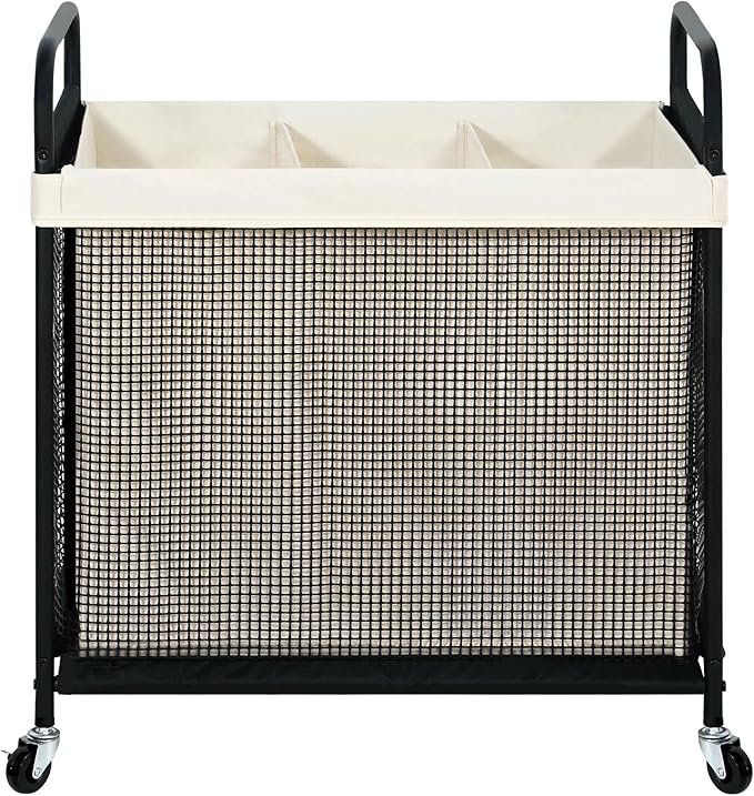 STO STO Laundry Hamper 3 Section, 120L Rolling Laundry Sorter Cart by STOSTO