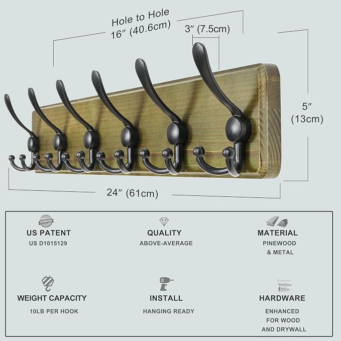 Dseap Coat Rack Wall Mounted - Image 6