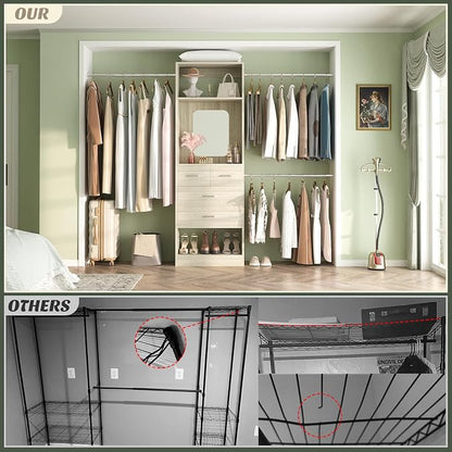 Unikito 8FT Closet System with Mirror and 3 Extendable Hanging Rods | 96 Inch - Image 6