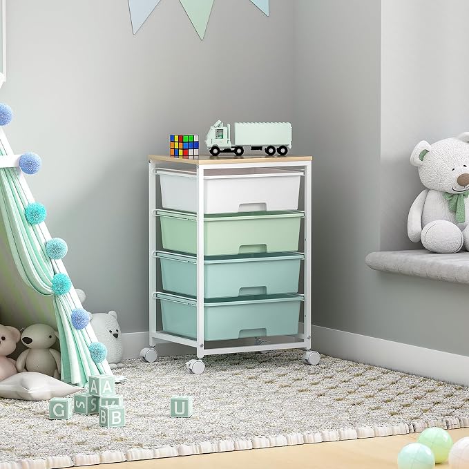 Utility Cart with 4 Drawers, Rolling Storage Cart with Drawers, Storage Rolling - Image 7