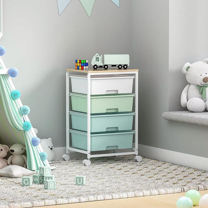 Utility Cart with 4 Drawers, Rolling Storage Cart with Drawers, Storage Rolling - Image 7