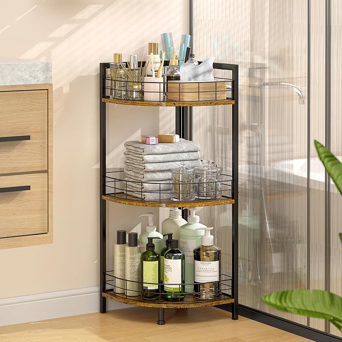 DAOUTIME Bathroom Standing Shelf, 3 Tier Corner Stand, Free-Standing Shelf Units - Image 6