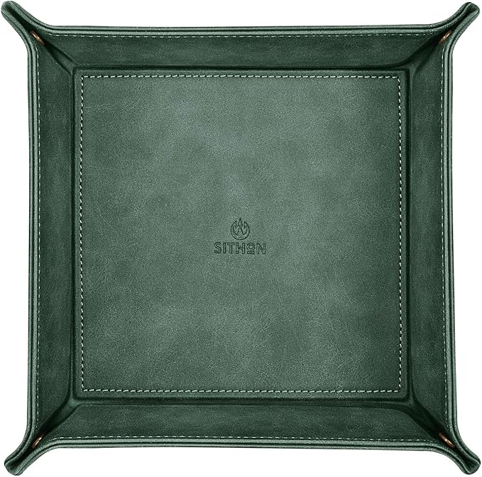 SITHON Valet Tray Desktop Storage Organizer – Premium PU Leather Catchall - Image 2