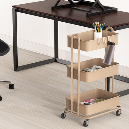 Simple Houseware 3-Tier Heavy Duty Metal Utility Rolling Cart - Image 3