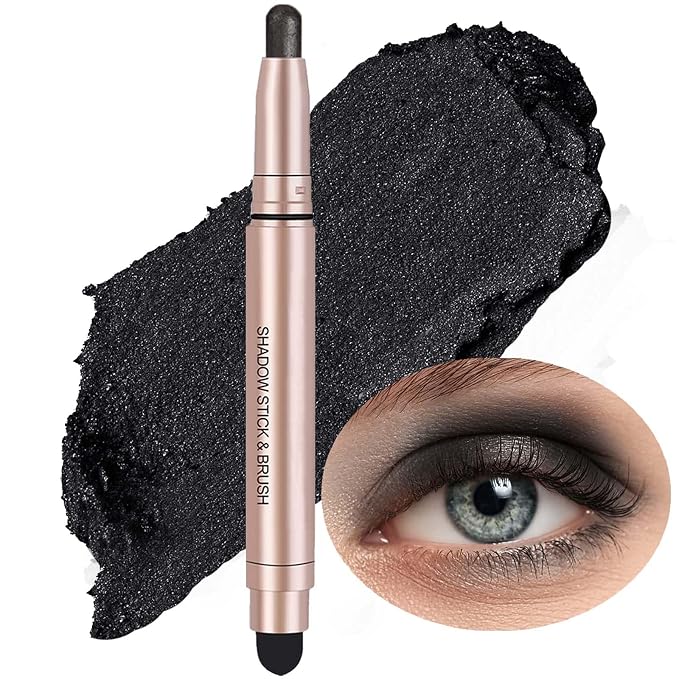 Black Eyeshadow Stick Makeup, Waterproof Hypoallergenic Long Lasting Cream Eye by Qeetvia