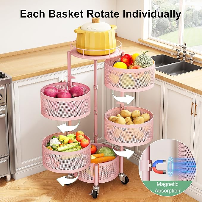 SAYZH 5 Tier Fruit Vegetable Basket Stand - Image 3