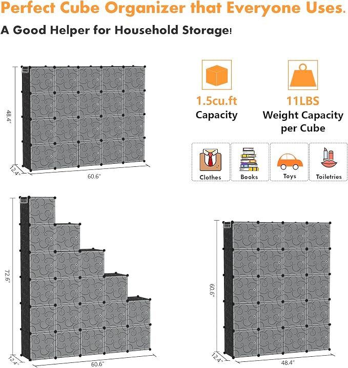 C&AHOME Cube Storage Organizer, 20-Cube Storage Shelving - Image 6