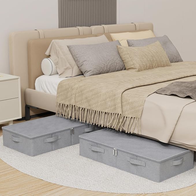 Underbed Storage Box, Foldable Under Bed Bins Container, Organizer Baskets - Image 2