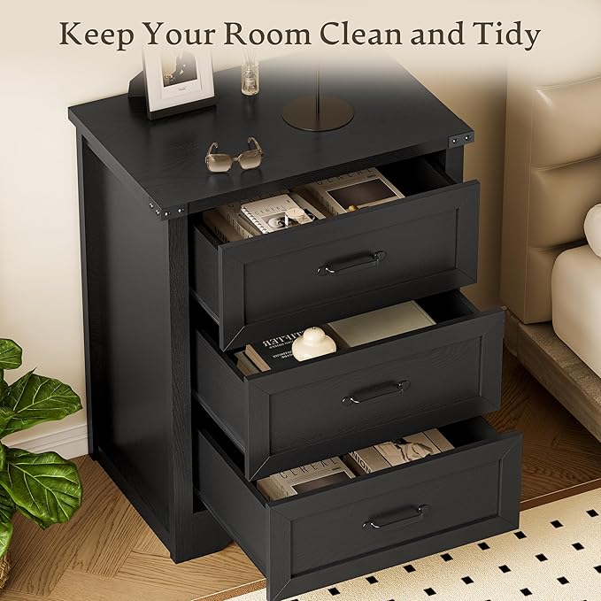 3-Drawer Dresser for Bedroom, Small Wooden Chest of Drawers - Image 4