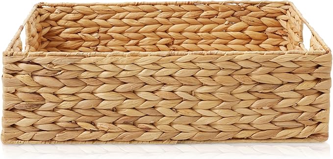 Casafield Set of 4 Water Hyacinth Pantry Baskets, 12-1/2" x 17" x 5", - Image 4