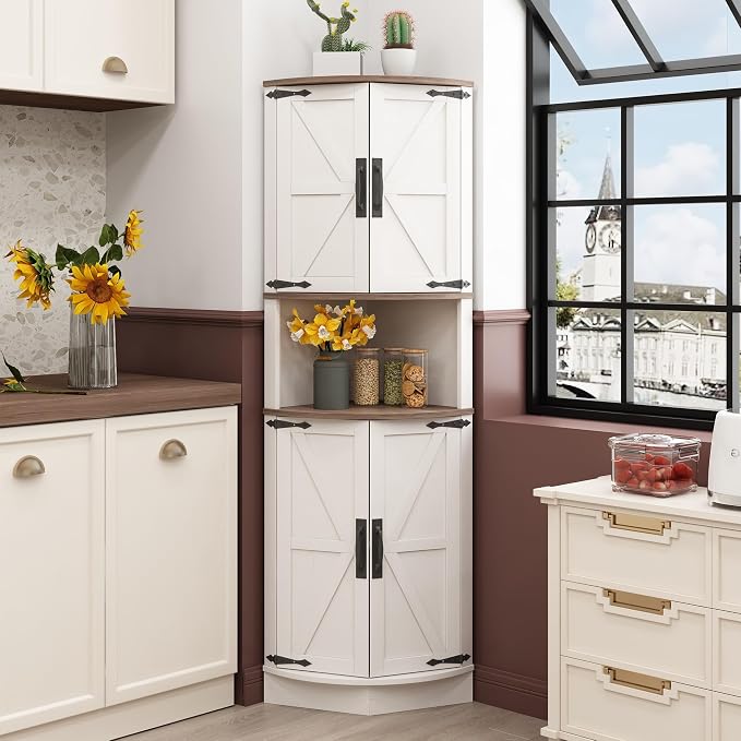 Vabches 64.8" Tall Farmhouse Corner Cabinet by Vabches