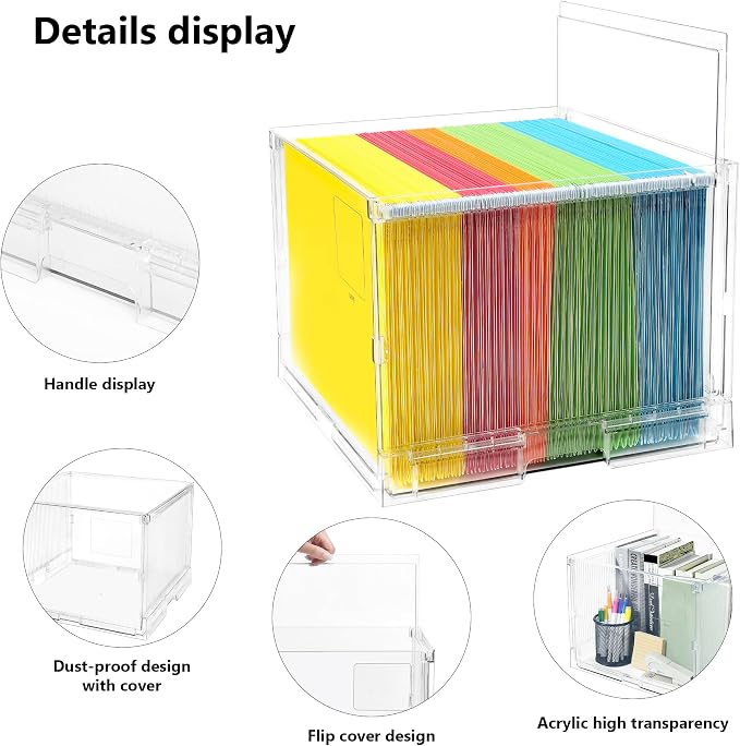 MUKAI File Organizer Box with Lid, Collapsible File Folder Organizer with Slide - Image 3