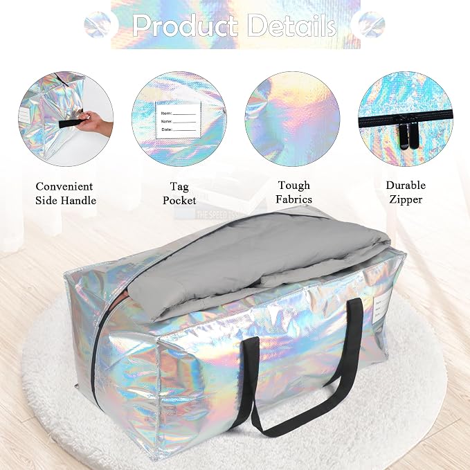 2 Pack Heavy Duty Moving Bags Extra Large Waterproof Foldable Clothing Storage - Image 4