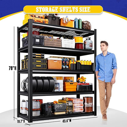 78" H Garage Shelving Heavy Duty Storage Shelves, 5-Tier Adjustable Metal - Image 3