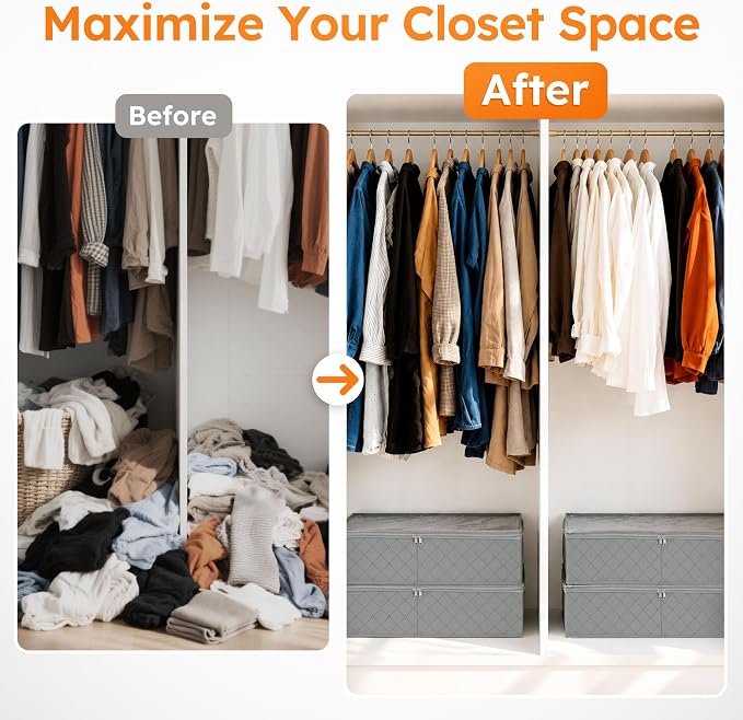 LotFancy Foldable Under Bed Storage Bags, Closet Organizers and Storage Bins - Image 5