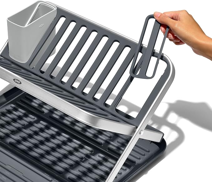 OXO Good Grips Aluminum Fold Flat Dish Drying Rack, - Image 7