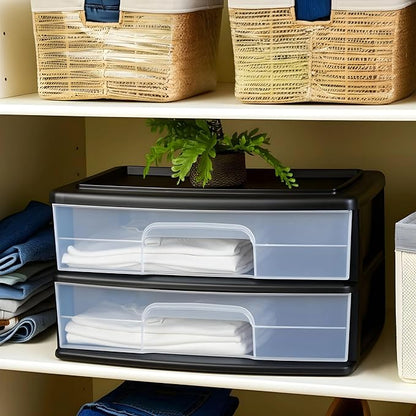 HOMZ 2-Pack Drawer Storage Cart, 2-Tier Wide Clear Plastic Organizer, and - Image 9