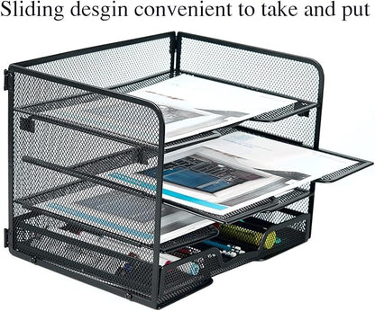 SETTFRFE 4 Tier Mesh Paper Letter Tray, Desk File Organizer - Image 6