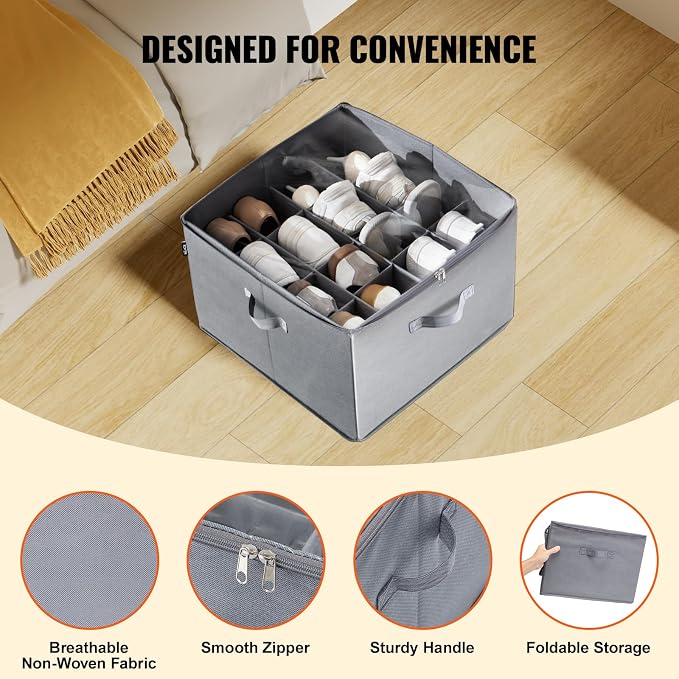 VEVOR Under Bed Shoe Storage Organizer, 1 Pack, 16 Compartments, Underbed Shoe - Image 4