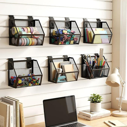 6 Set Slatwall Bins with Metal Hooks Mesh Slat wall Mounted Hanging Holder - Image 5