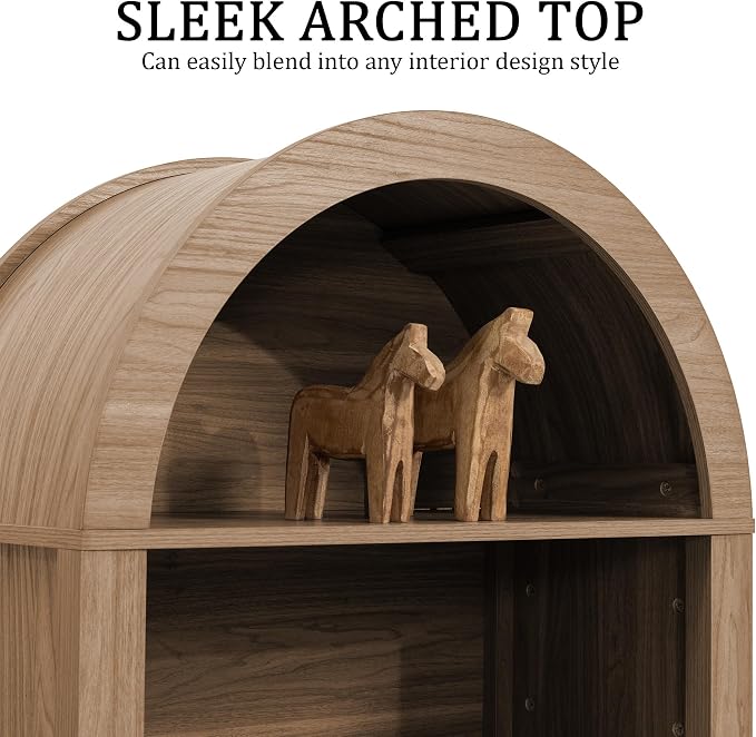 Yechen Arched Bookcase, 70.5" Tall Bookcase - Image 3