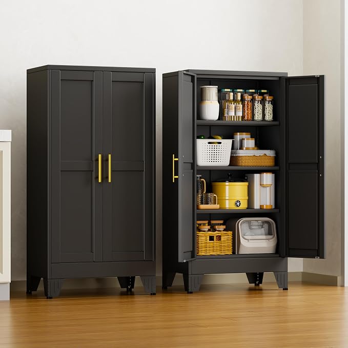 47" Black Metal Storage Cabinet - Image 9