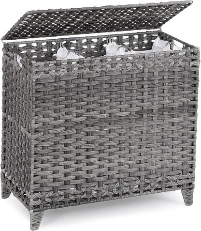 Laundry Hamper with 3 Removable Liner Bags; 132L Handwoven Rattan Laundry by Hermina