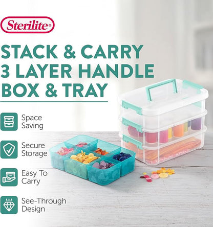 Sterilite 12 Pack Plastic Storage Box Container, 3 Layer, Stack and Carry - Image 3
