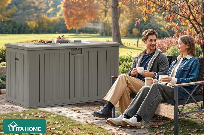 YITAHOME 220 Gallon Extra Large Deck Box, Double-Wall Resin Outdoor Storage Box - Image 8