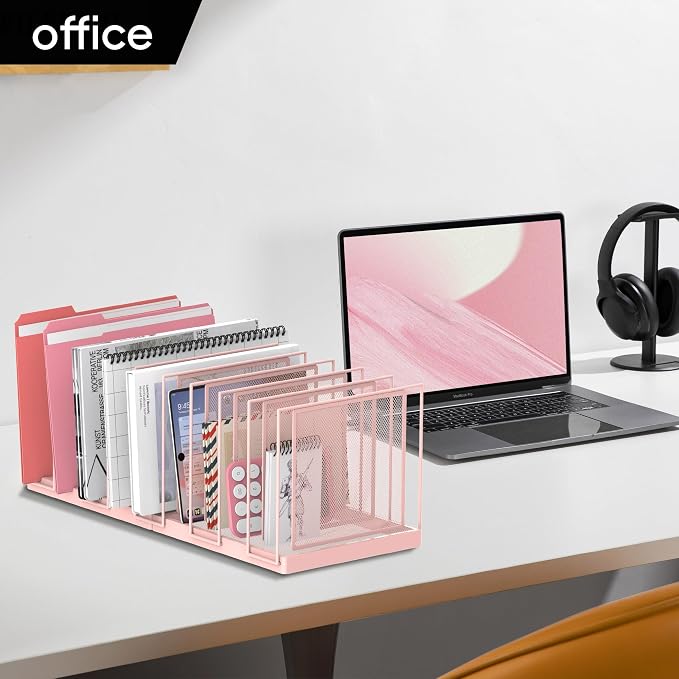 9-Section Desk File Organizer, Vertical File Holder, Mesh Desktop File Folder - Image 9