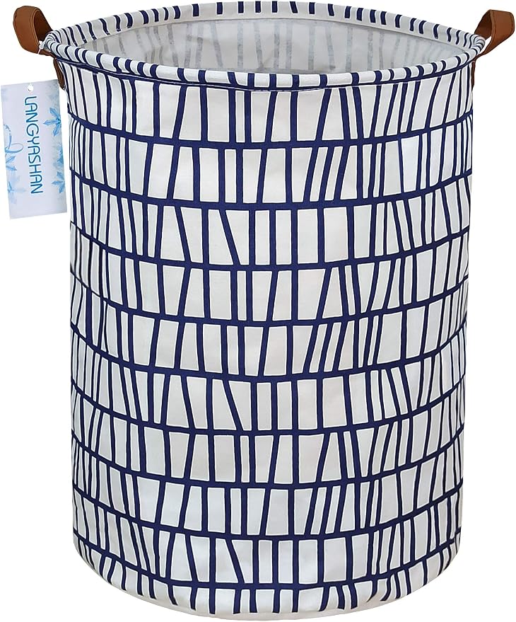 LANGYASHAN Laundry Basket Canvas Fabric Collapsible Organizer Basket by LANGYASHAN