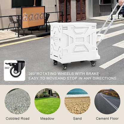 VECELO 66L Heavy-Duty 2-in-1 Foldable Utility Cart, Large Capacity Rolling Crate - Image 9