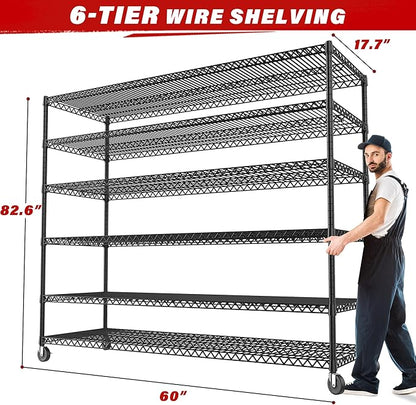 REIBII 60''W X 82.6" H Steel Heavy Duty Wire Shelving Unit - Image 3