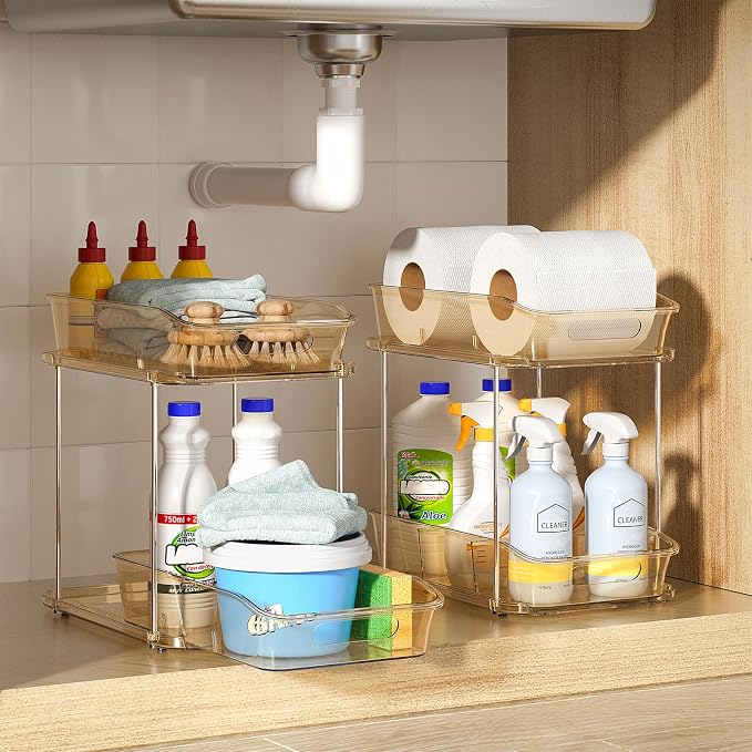Delamu 2-Tier Under Sink Organizers and Storage, Pull Out Kitchen Pantry - Image 9