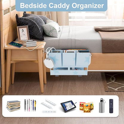 homyfort Bedside Caddy Organizer, Dual-Purpose Bedside Storage - Image 3