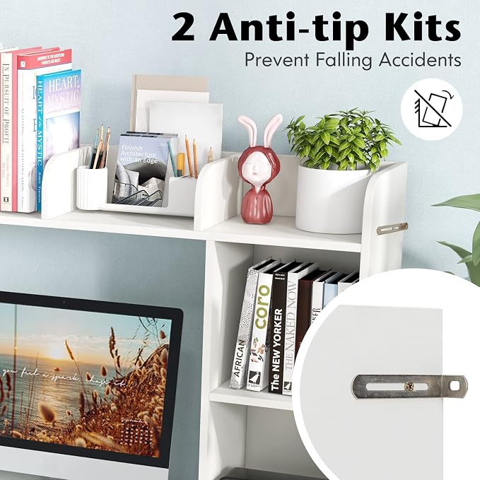 Tangkula Desktop Bookshelf, Countertop Storage Hutch - Image 7