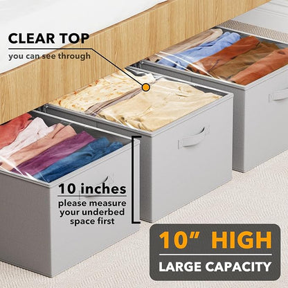 SpaceAid 3 Pack 10" High Under Bed Storage Containers, Large Underbed Storage - Image 2