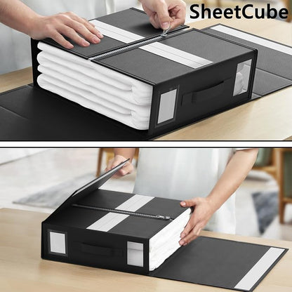 SheetCube Bed Sheet Organizers and Storage 6 Pack, Foldable Linen Closet - Image 5