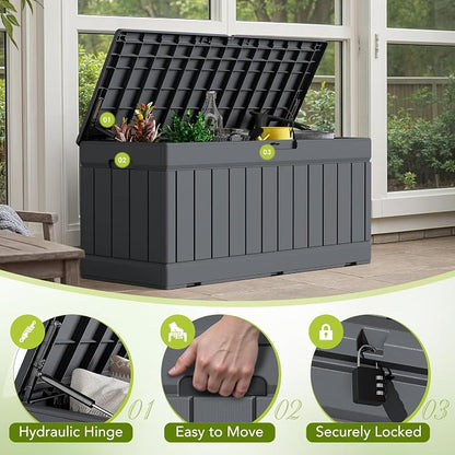 Devoko 78 Gallon Deck Box, Waterproof Resin Outdoor Storage Box - Image 3