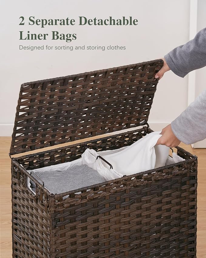 SETVSON Laundry Hamper with Lid, 112 L Handwoven Rattan Wicker Laundry Basket - Image 4
