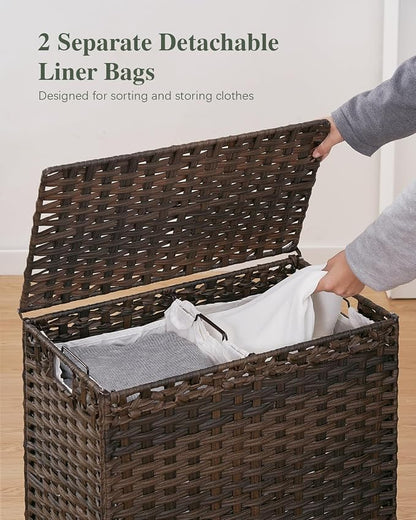SETVSON Laundry Hamper with Lid, 112 L Handwoven Rattan Wicker Laundry Basket - Image 4