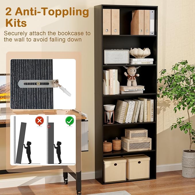 Tangkula 6-Tier Bookcase, 70” Tall Freestanding Bookshelf - Image 8