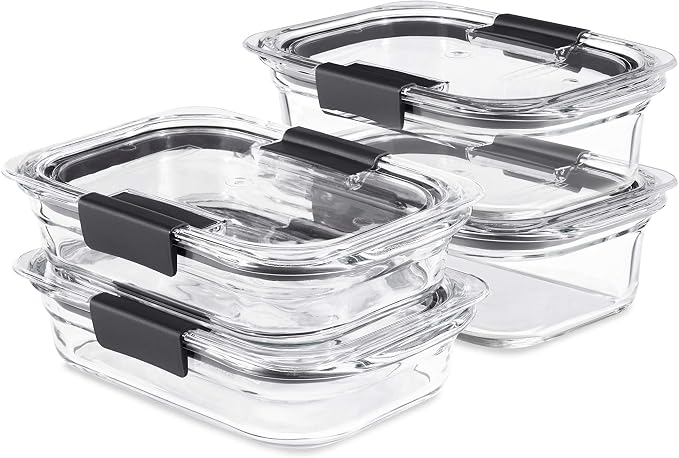 Rubbermaid Brilliance Glass Food Storage set of 4 containers 8 total pieces by Rubbermaid